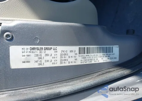 2013 Chrysler Town & Country Touring z USA, uszkodzony, nr VIN 2C4RC1BG7DR657193